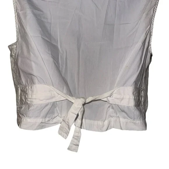 Vintage Guess Point Bottom Vest Juniors L Cream White Eyelet Tie in Back Retro - Picture 8 of 11